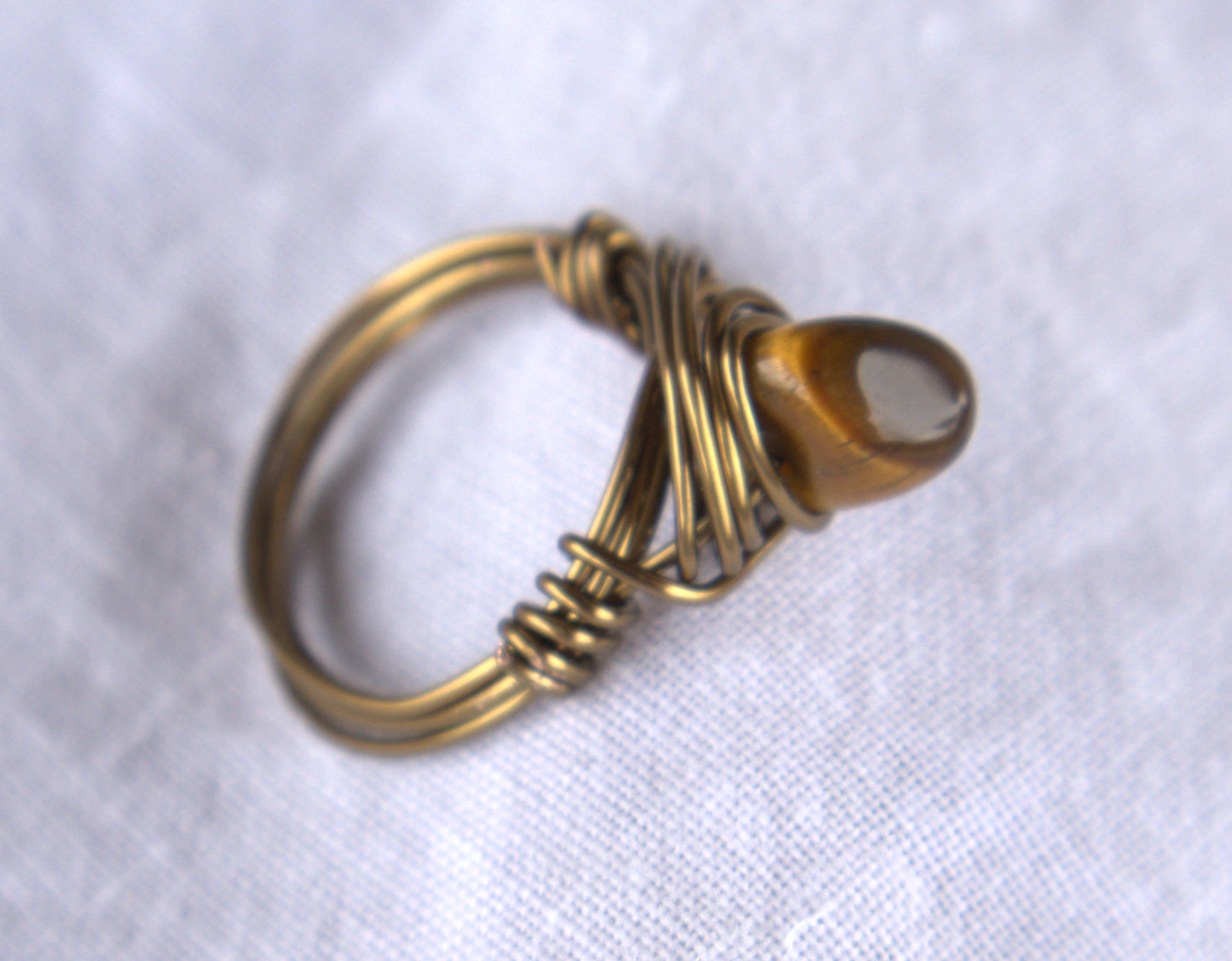 Wire Wrapped Ring: Copper and tiger eye.