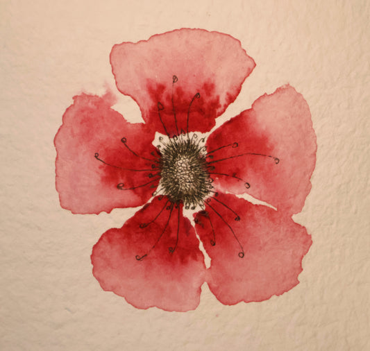 Watercolor on Handmade Paper: Red