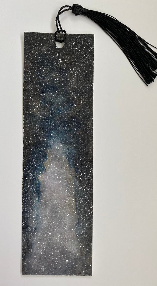 Galaxy Bookmark: Grey & Black Watercolor